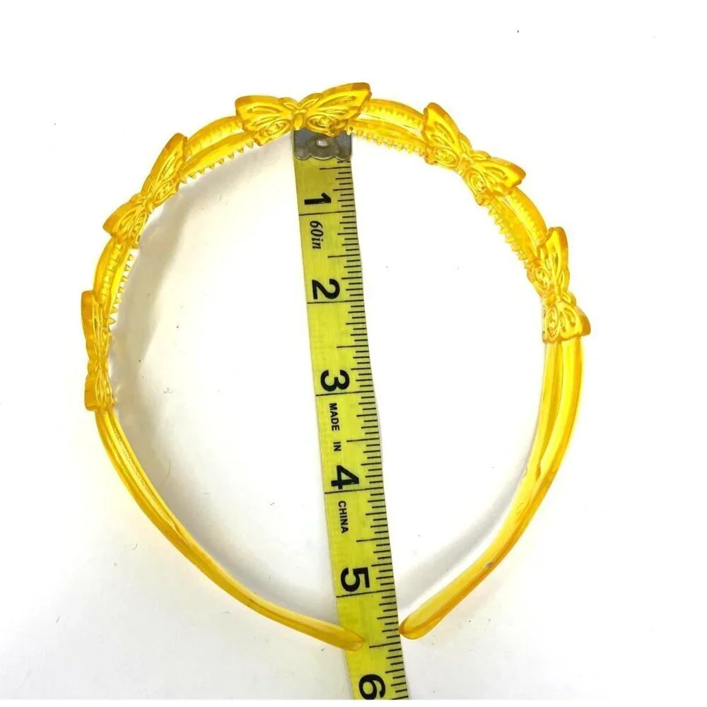 Headband Clear Yellow Plastic Butterfly Girls Preowned